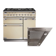 Rangemaster ELS90DFFCR 90cm Dual Fuel Range Cooker Elise Cream / Brushed Nickel, A Rated