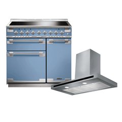 Rangemaster ELS90EICA 90cm Induction Range Cooker Elise China Blue / Brushed Nickel, A Rated