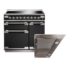 Rangemaster ELS90EICB 90cm Induction Range Cooker Elise Charcoal Black / Brushed Nickel, A Rated