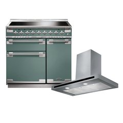 Rangemaster ELS90EIMG 90cm Induction Range Cooker Elise Mineral Green / Brushed Nickel, A Rated