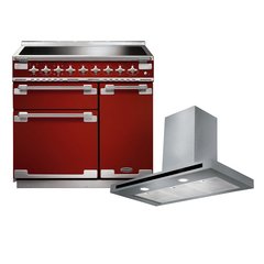 Rangemaster ELS90EIRD 90cm Induction Range Cooker Elise Cherry Red / Brushed Nickel, A Rated