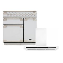 Rangemaster ELS90EIWH 90cm Induction Range Cooker Elise White / Brushed Nickel, A Rated
