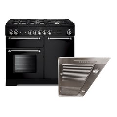 Rangemaster KCH100DFFBL/C 100cm Dual Fuel Range Cooker Kitchener Black / Chrome, A Rated