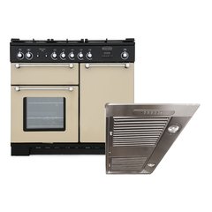Rangemaster KCH100DFFCR/C 100cm Dual Fuel Range Cooker Kitchener Cream / Chrome, A Rated