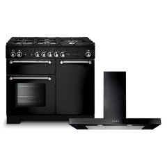 Rangemaster KCH100NGFBL/C 100cm Gas Range Cooker Kitchener Black / Chrome, A+ Rated