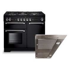 Rangemaster KCH100NGFBL/C 100cm Gas Range Cooker Kitchener Black / Chrome, A+ Rated