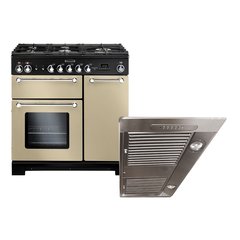 Rangemaster KCH90DFFCR/C 90cm Dual Fuel Range Cooker Kitchener Cream / Chrome, A Rated