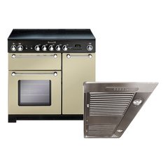 Rangemaster KCH90ECCR/C 90cm Ceramic Range Cooker Kitchener Cream / Chrome, A Rated