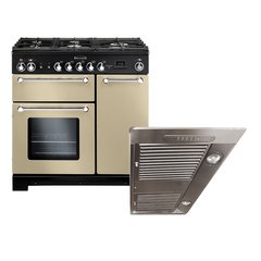Rangemaster KCH90NGFCR/C 90cm Gas Range Cooker Kitchener Cream / Chrome, A+ Rated