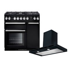 Rangemaster NEX90DFFCB/C 90cm Dual Fuel Range Cooker Nexus Charcoal Black / Chrome, A Rated