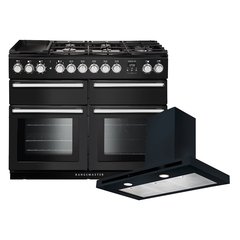 Rangemaster NEXSE110DFFCB/C 110cm Dual Fuel Range Cooker Nexus Charcoal Black / Chrome, A Rated