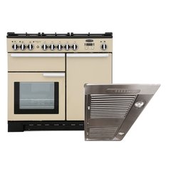 Rangemaster PDL100DFFCR/C 100cm Dual Fuel Range Cooker Professional Deluxe Cream / Chrome, A Rated
