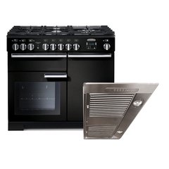 Rangemaster PDL100DFFGB/C 100cm Dual Fuel Range Cooker Professional Deluxe Black / Chrome, A Rated