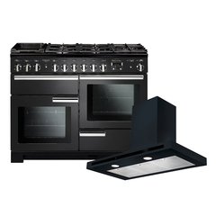Rangemaster PDL110DFFCB/C 110cm Dual Fuel Range Cooker Professional Deluxe Charcoal Black / Chrome, A Rated