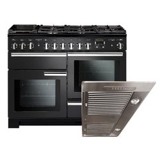 Rangemaster PDL110DFFCB/C 110cm Dual Fuel Range Cooker Professional Deluxe Charcoal Black / Chrome, A Rated
