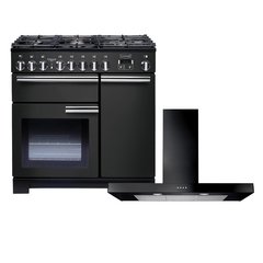 Rangemaster PDL90DFFCB/C 90cm Dual Fuel Range Cooker Professional Deluxe Charcoal Black / Chrome, A Rated