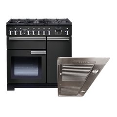 Rangemaster PDL90DFFCB/C 90cm Dual Fuel Range Cooker Professional Deluxe Charcoal Black / Chrome, A Rated