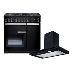 Rangemaster PDL90DFFGB/C 90cm Dual Fuel Range Cooker Professional Deluxe Black / Chrome, A Rated