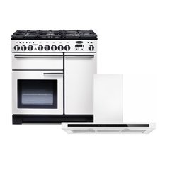 Rangemaster PDL90DFFWH/C 90cm Dual Fuel Range Cooker Professional Deluxe White / Chrome, A Rated