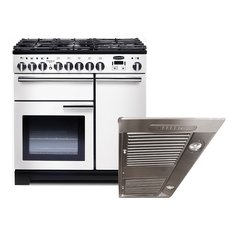Rangemaster PDL90DFFWH/C 90cm Dual Fuel Range Cooker Professional Deluxe White / Chrome, A Rated