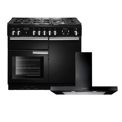 Rangemaster PROP100NGFGB/C 100cm Gas Range Cooker Professional Plus Black / Chrome, A+ Rated