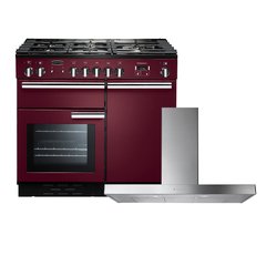 Rangemaster PROP100DFFCY/C 100cm Dual Fuel Range Cooker Professional Plus Cranberry / Chrome, A Rated