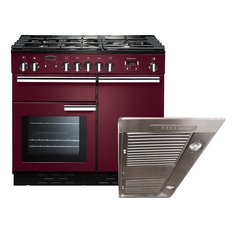 Rangemaster PROP100DFFCY/C 100cm Dual Fuel Range Cooker Professional Plus Cranberry / Chrome, A Rated