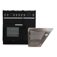 Rangemaster PROP90DFFGB/C 90cm Dual Fuel Range Cooker Professional Plus Black / Chrome, A Rated