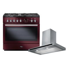 Rangemaster PROP90FXDFFCY/C 90cm Dual Fuel Range Cooker Professional Plus FX Cranberry / Chrome, A Rated