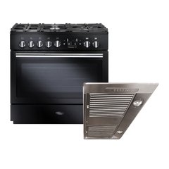 Rangemaster PROP90FXDFFGB/C 90cm Dual Fuel Range Cooker Professional Plus FX Black / Chrome, A Rated