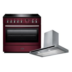 Rangemaster PROP90FXEICY/C 90cm Induction Range Cooker Professional Plus FX Cranberry / Chrome, A Rated