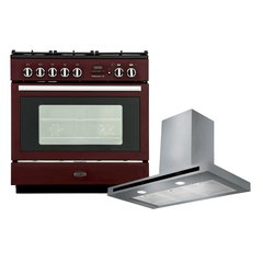 Rangemaster PROP90FXPDFFCY/C 90cm Dual Fuel Range Cooker Professional Plus FXP Cranberry / Chrome, A Rated