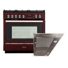 Rangemaster PROP90FXPDFFCY/C 90cm Dual Fuel Range Cooker Professional Plus FXP Cranberry / Chrome, A Rated