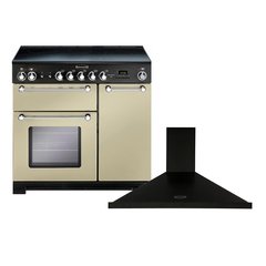 Rangemaster KCH90ECCR/C 90cm Ceramic Range Cooker Kitchener Cream / Chrome, A Rated