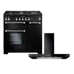 Rangemaster KCH90NGFBL/C 90cm Gas Range Cooker Kitchener Black / Chrome, A+ Rated