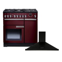 Rangemaster PDL90DFFCY/C 90cm Dual Fuel Range Cooker Professional Deluxe Cranberry / Chrome, A Rated