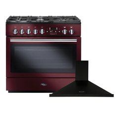Rangemaster PROP90FXDFFCY/C 90cm Dual Fuel Range Cooker Professional Plus FX Cranberry / Chrome, A Rated
