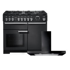 Rangemaster PDL100DFFCB/C 100cm Dual Fuel Range Cooker Professional Deluxe Charcoal Black / Chrome, A Rated