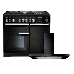 Rangemaster PDL100DFFGB/C 100cm Dual Fuel Range Cooker Professional Deluxe Black / Chrome, A Rated
