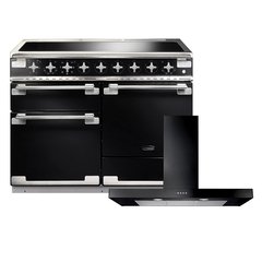 Rangemaster ELS110EIGB 110cm Induction Range Cooker Elise Gloss Black / Brushed Nickel, A Rated