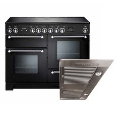 Rangemaster KCH110ECBL/C 110cm Ceramic Range Cooker Kitchener Black / Chrome, B Rated