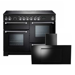 Rangemaster KCH110ECBL/C 110cm Ceramic Range Cooker Kitchener Black / Chrome, B Rated