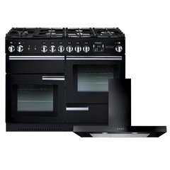 Rangemaster PROP110DFFGB/C 110cm Dual Fuel Range Cooker Professional Plus Black / Chrome, A Rated
