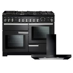 Rangemaster PDL110DFFCB/C 110cm Dual Fuel Range Cooker Professional Deluxe Charcoal Black / Chrome, A Rated