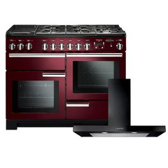 Rangemaster PDL110DFFCY/C 110cm Dual Fuel Range Cooker Professional Deluxe Cranberry / Chrome, A Rated