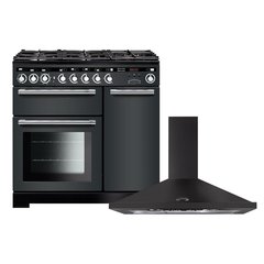 Rangemaster EDL90DFFSL/C 90cm Dual Fuel Range Cooker Encore Deluxe Slate / Chrome, A Rated