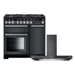 Rangemaster EDL90DFFSL/C 90cm Dual Fuel Range Cooker Encore Deluxe Slate / Chrome, A Rated