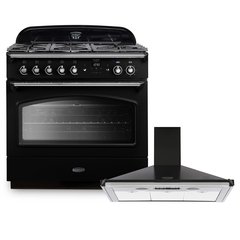 Rangemaster CLAS90FXDFFBL/C 90cm Dual Fuel Range Cooker Classic FX Black / Chrome, A Rated