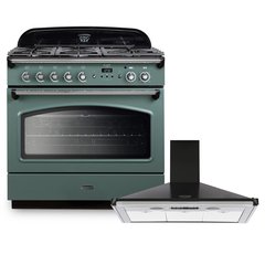 Rangemaster CLAS90FXDFFMG/C 90cm Dual Fuel Range Cooker Classic FX Mineral Green / Chrome, A Rated