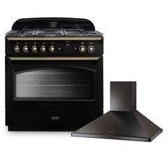 Rangemaster CLAS90FXDFFBL/B 90cm Dual Fuel Range Cooker Classic FX Black / Brass, A Rated